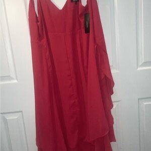 Lulu's Red Spaghetti Strap Maxi Dress for Weddings